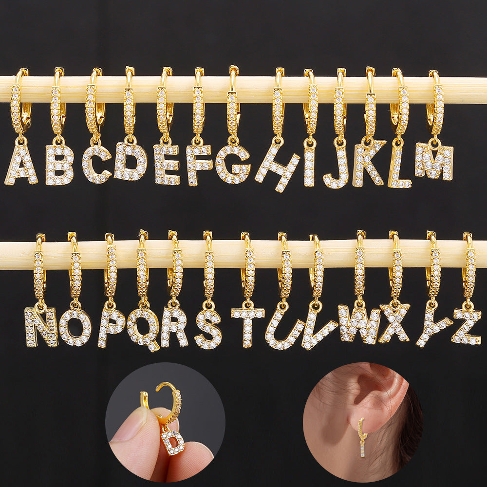Initial Letter Earrings for Women Personalized Alphabet Jewelry, Valdore