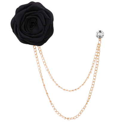 Handmade Rose Tassel Brooch Lapel Pin for Men Suits, valdore