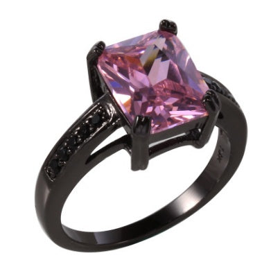 Square Black Sapphire 10kt Gold Filled Ring for Women, Valdore