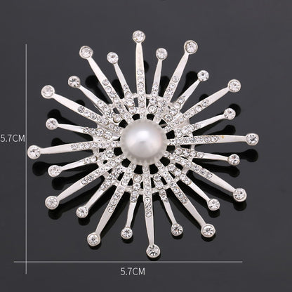 Rhinestone Pearl Brooch Pin for Women, Valdore