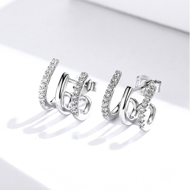 Three-Layer Silver Earrings for Women  Elegant Drop Jewelry, Valdore