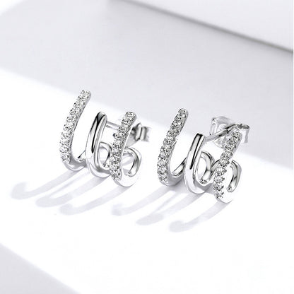 Three-Layer Silver Earrings for Women  Elegant Drop Jewelry, Valdore