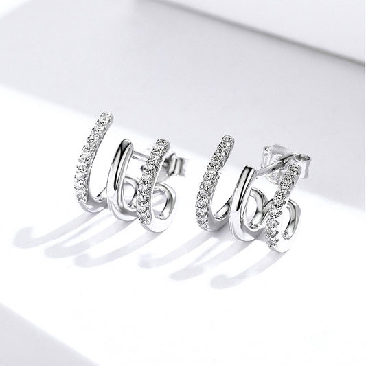 Three-Layer Silver Earrings for Women  Elegant Drop Jewelry, Valdore