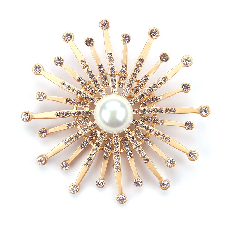 Rhinestone Pearl Brooch Pin for Women, Valdore