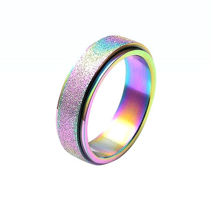 Turnable Anxiety Rings Rainbow Silver Color Relieve Stress Rings For Women Men, Valdore