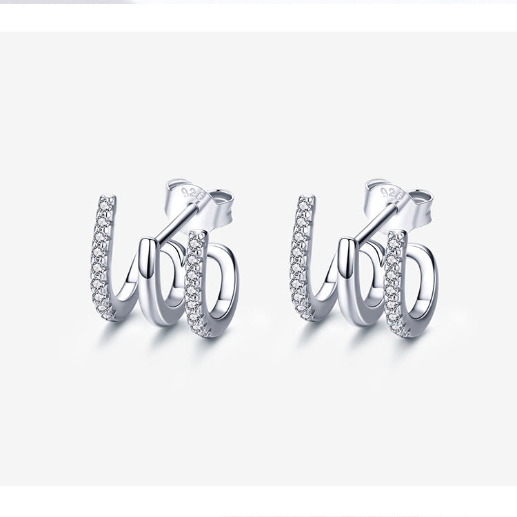 Three-Layer Silver Earrings for Women  Elegant Drop Jewelry, Valdore