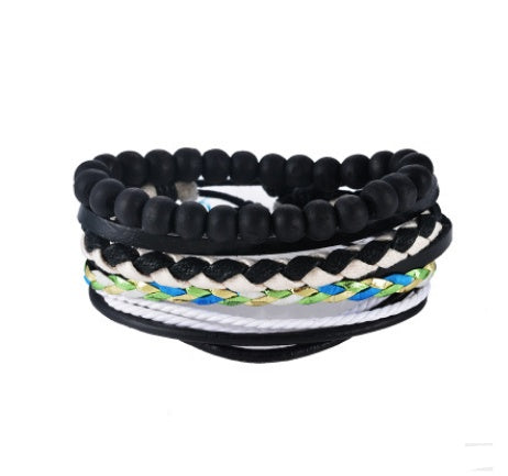 Multilayer Leather Bead Punk Wrap Bracelet for Men and Women, Valdore