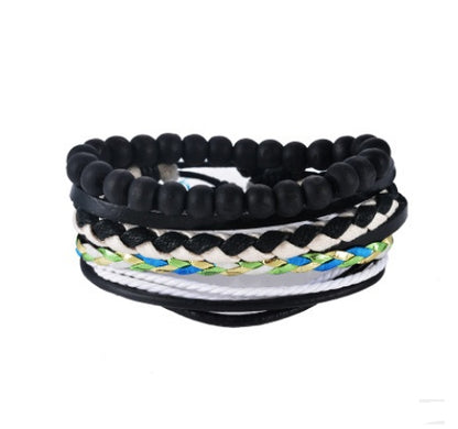 Multilayer Leather Bead Punk Wrap Bracelet for Men and Women, Valdore