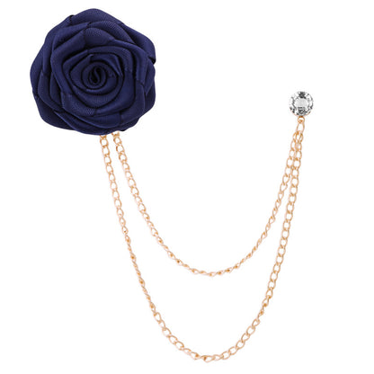 Handmade Rose Tassel Brooch Lapel Pin for Men Suits, valdore