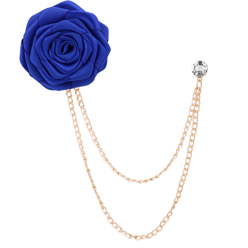 Handmade Rose Tassel Brooch Lapel Pin for Men Suits, valdore