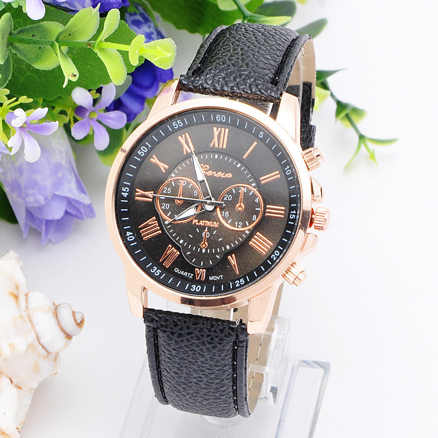 Retro Geneva Three Eye Quartz Couple Watch for Men and Women, Valdore