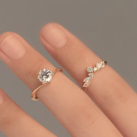 Simple Rose Gold Couple Ring Set for Women, Valdore