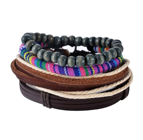 Multilayer Leather Bead Punk Wrap Bracelet for Men and Women, Valdore