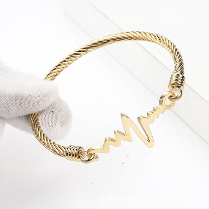 ECG Heartbeat Bracelet for Women Stainless Steel Jewelry, Valdore