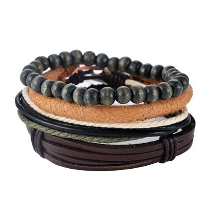 Multilayer Leather Bead Punk Wrap Bracelet for Men and Women, Valdore