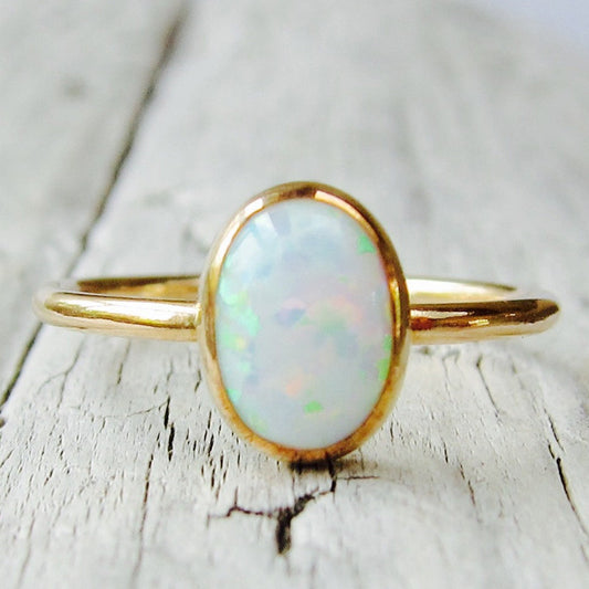 Gold Opal Ring for Women Elegant Gemstone Ring, Valdore