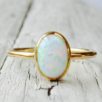 Gold Opal Ring for Women Elegant Gemstone Ring, Valdore