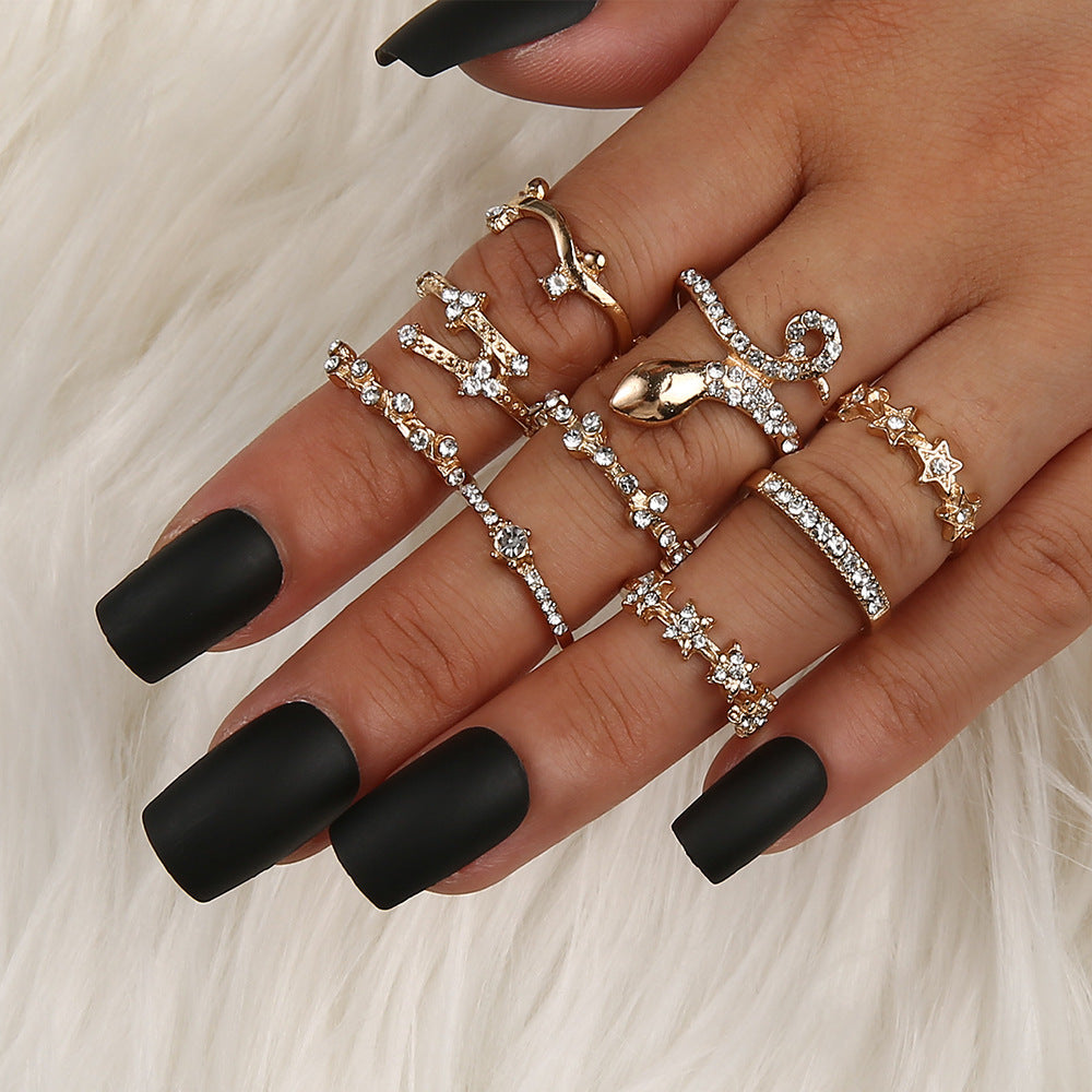 6PC Leaf Crown Geometric Stacking Ring Set for Women, Valdore