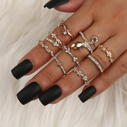 6PC Leaf Crown Geometric Stacking Ring Set for Women, Valdore