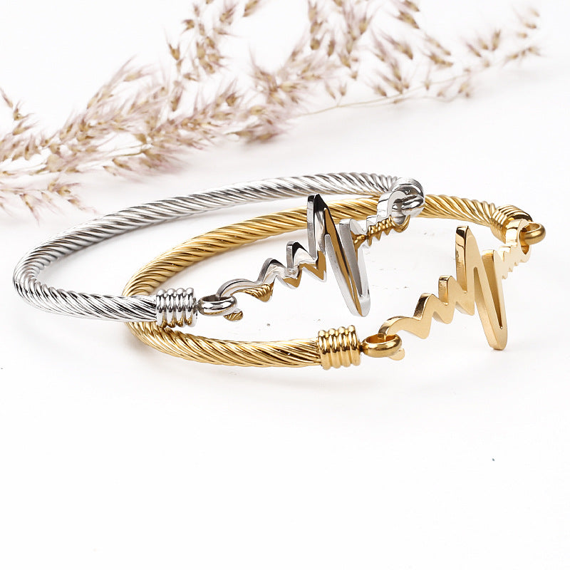 ECG Heartbeat Bracelet for Women Stainless Steel Jewelry, Valdore