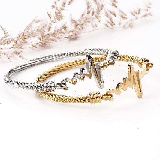 ECG Heartbeat Bracelet for Women Stainless Steel Jewelry, Valdore