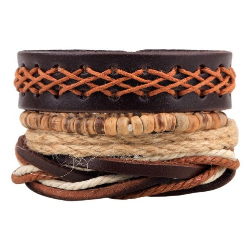 Multilayer Leather Bead Punk Wrap Bracelet for Men and Women, Valdore