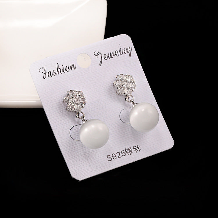 Round Pearl Long Earrings Elegant Drop Earrings for Women, Valdore