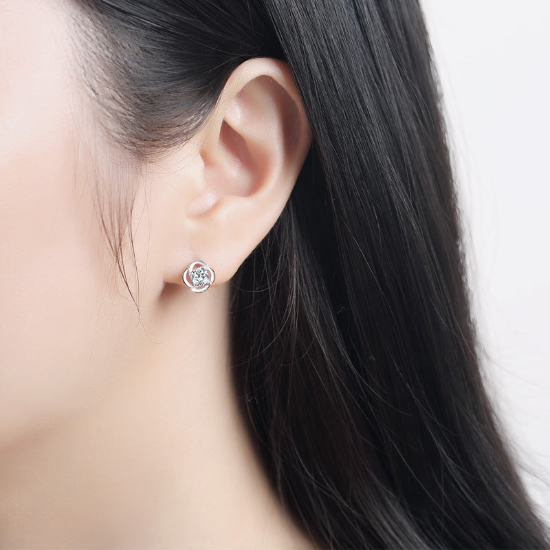Sterling Silver Clover Earrings for Women Lucky Stud Jewelry, Valdore