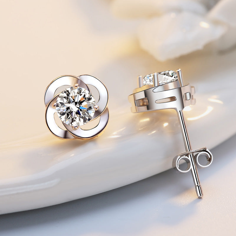 Sterling Silver Clover Earrings for Women Lucky Stud Jewelry, Valdore