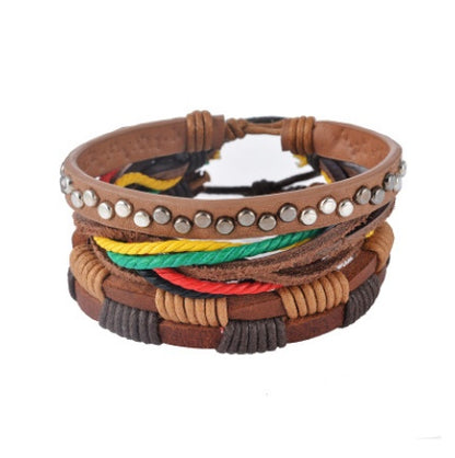 Multilayer Leather Bead Punk Wrap Bracelet for Men and Women, Valdore