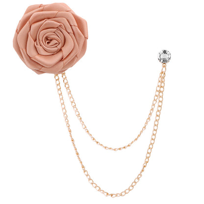 Handmade Rose Tassel Brooch Lapel Pin for Men Suits, valdore