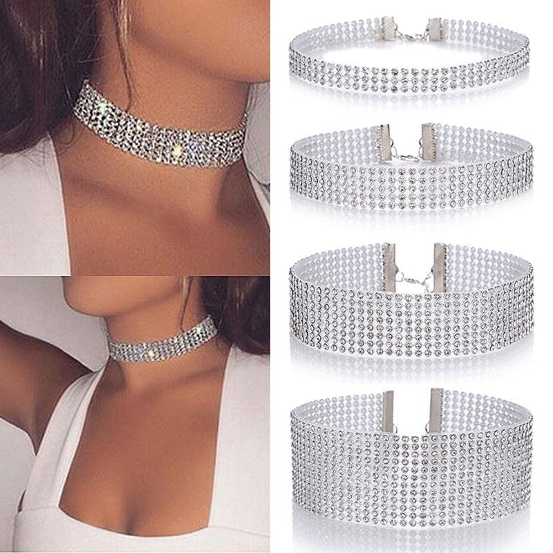 Full Crystal Rhinestone Choker Necklace for Women, Valdore