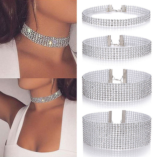 Full Crystal Rhinestone Choker Necklace for Women, Valdore
