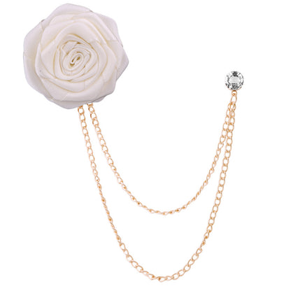 Handmade Rose Tassel Brooch Lapel Pin for Men Suits, valdore