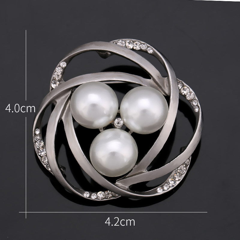 Rhinestone Pearl Brooch Pin for Women, Valdore