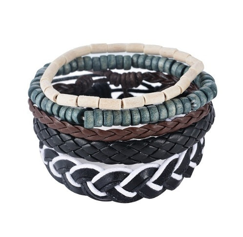 Multilayer Leather Bead Punk Wrap Bracelet for Men and Women, Valdore