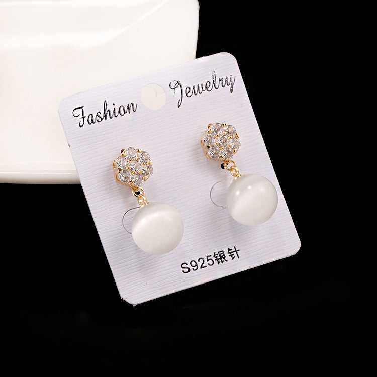 Round Pearl Long Earrings Elegant Drop Earrings for Women, Valdore