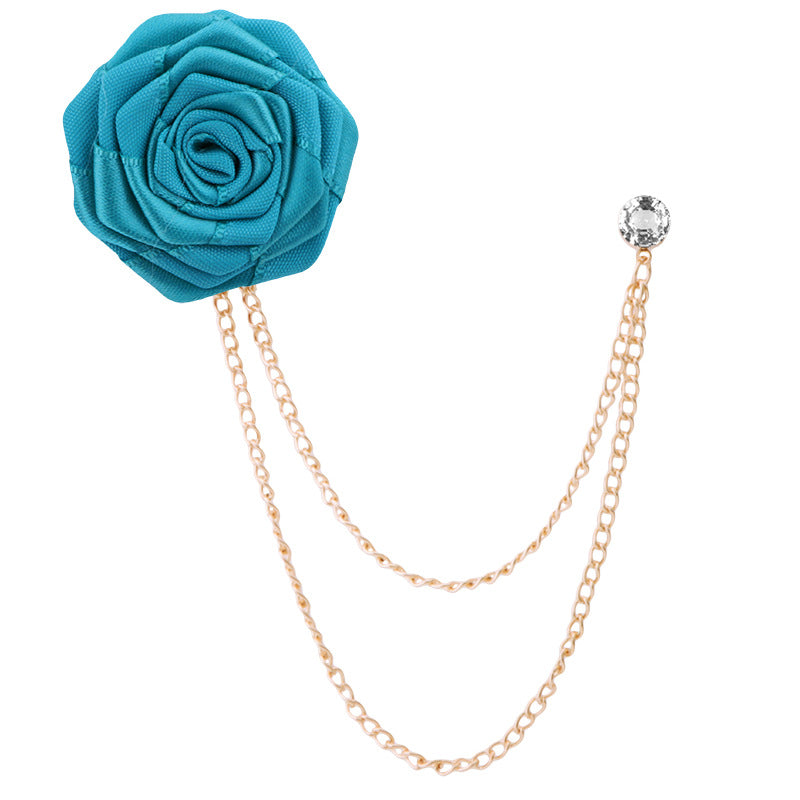 Handmade Rose Tassel Brooch Lapel Pin for Men Suits, valdore