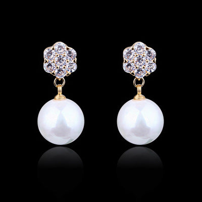 Round Pearl Long Earrings Elegant Drop Earrings for Women, Valdore