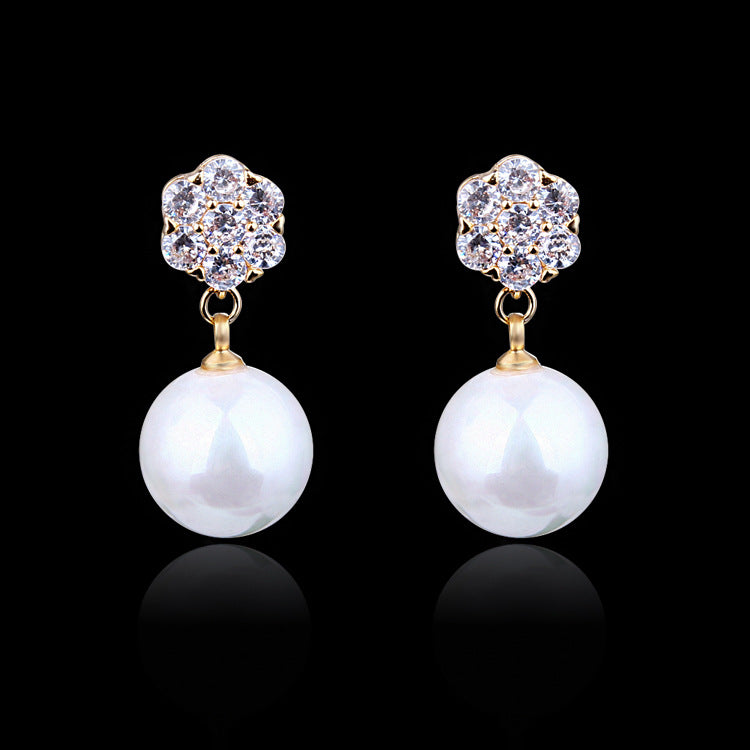 Round Pearl Long Earrings Elegant Drop Earrings for Women, Valdore