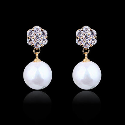 Round Pearl Long Earrings Elegant Drop Earrings for Women, Valdore