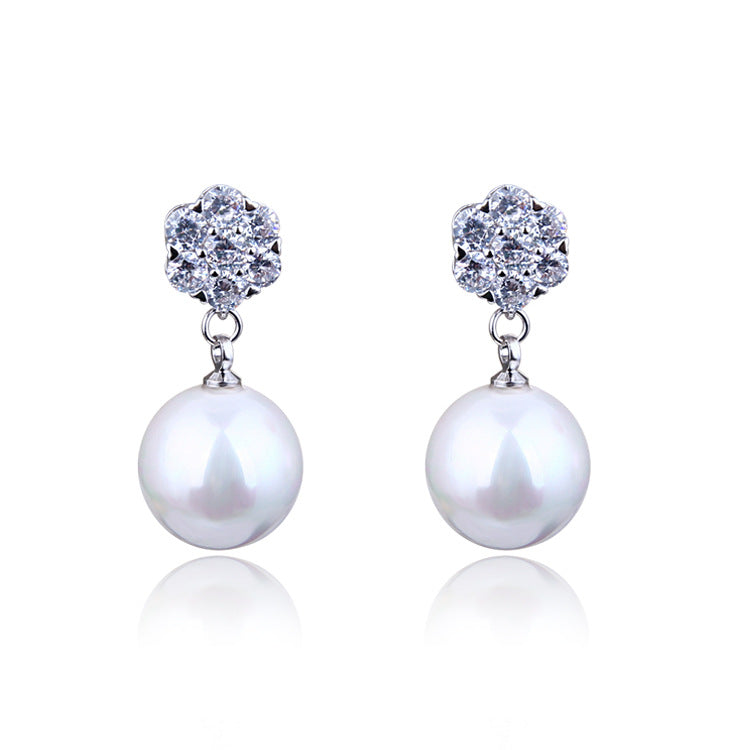 Round Pearl Long Earrings Elegant Drop Earrings for Women, Valdore