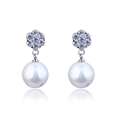 Round Pearl Long Earrings Elegant Drop Earrings for Women, Valdore