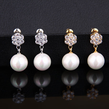 Round Pearl Long Earrings Elegant Drop Earrings for Women, Valdore