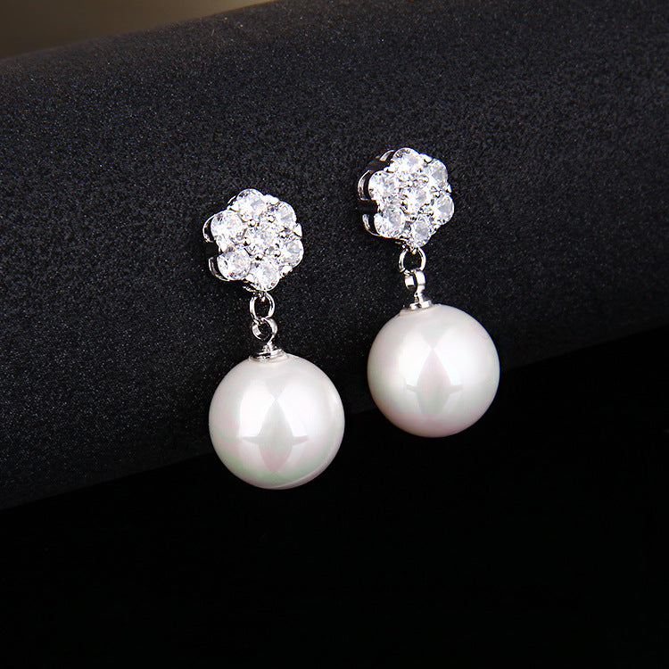 Round Pearl Long Earrings Elegant Drop Earrings for Women, Valdore