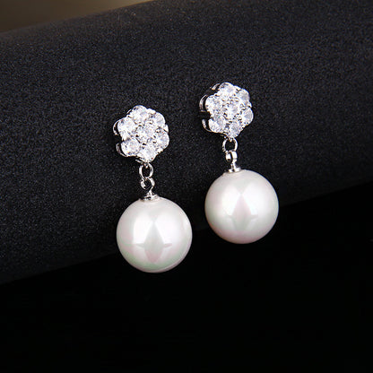 Round Pearl Long Earrings Elegant Drop Earrings for Women, Valdore