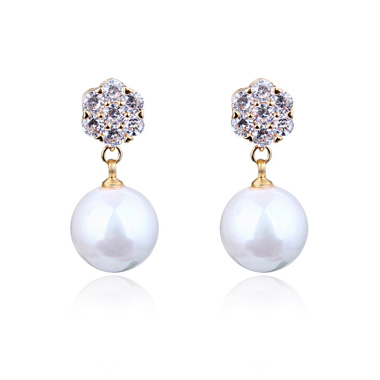 Round Pearl Long Earrings Elegant Drop Earrings for Women, Valdore