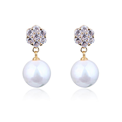 Round Pearl Long Earrings Elegant Drop Earrings for Women, Valdore