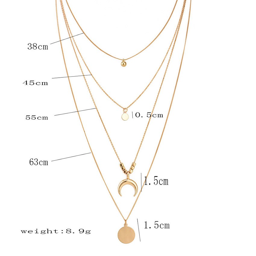 Multi Layer Boho Moon Pendant Wafer Necklace for Women, Valdore