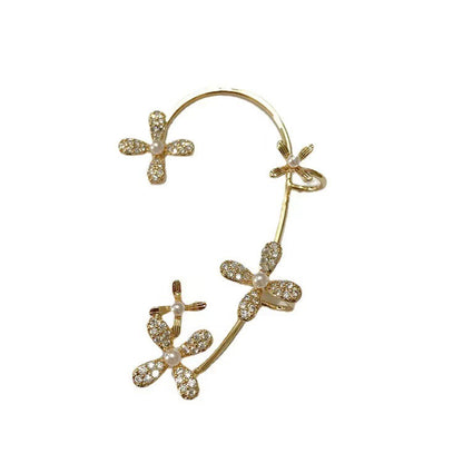 Gold Butterfly Crystal Ear Cuff Earring for Women , No Piercing needed , Valdore
